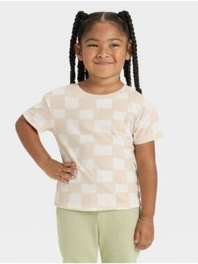 Cat & Jack Toddler Checkered Stone Relaxed T-Shirt Size 4T